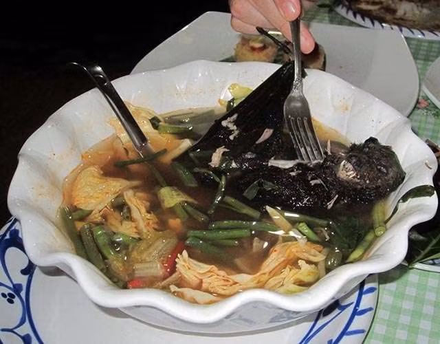 Tại nhiều nhà hàng địa phương, nhân viên phục vụ sẽ mang ra một lồng dơi sống mà bạn có thể thoải mái chọn những con dơi khốn khổ đang kêu gào trong lồng. Người ta có thể chế biến thịt dơi thành súp hay thậm chí ăn sống.