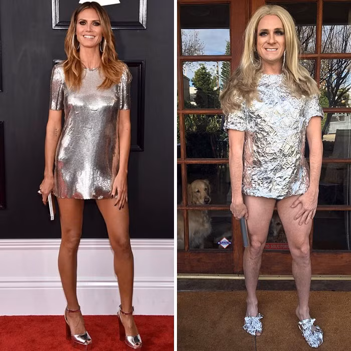 Sau khi diễn xong, cô nàng Heidi Klum “phiên bản lỗi” có thể tận dụng giấy bạc để nướng gà, cá hay gì đó cũng được. Ảnh: BP.