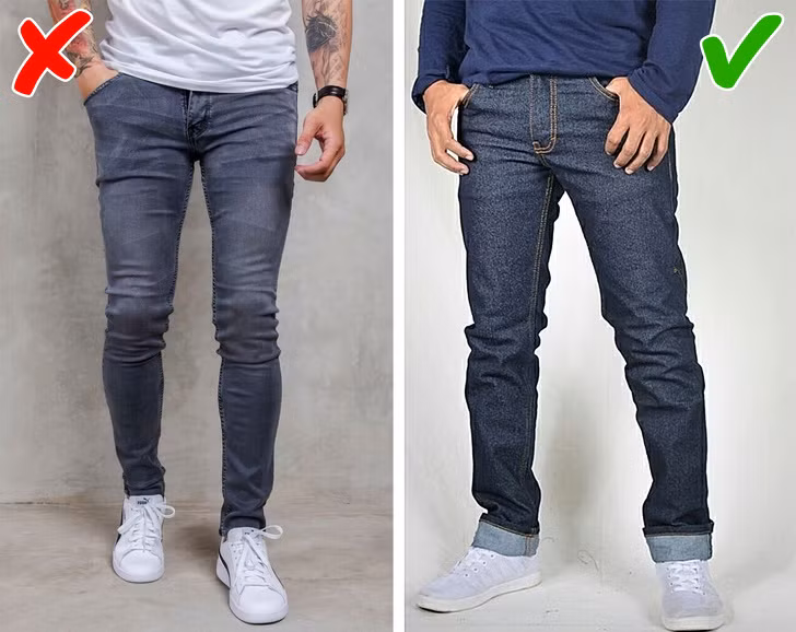 Quần jean: Dễ kết hợp với các loại áo, giầy dép và phụ kiện khác nên quần jeans được coi là món đồ thời trang cơ bản nhất trong tủ đồ mà phái mạnh nên sở hữu. Một chiếc quần jeans màu đen hoặc xanh dương sẽ là một lựa chọn đúng đắn.