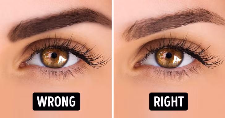 Kẻ lông mày quá đậm: Sai lầm này khiến tổng thể khuôn mặt bạn trông “lố” hơn. Bạn nên chọn màu chì và bột phấn hơi nhạt hơn so với màu tóc và lấy lược chải mày tán đều để lông mày. Ảnh: BS. 