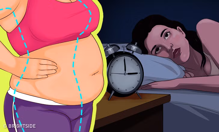 2. Thiếu ngủ: Việc thiếu ngủ trong thời gian dài làm cơ thể rối loạn, căng thẳng, từ đó sẽ sử dụng ít calo hơn. Thói quen xấu này làm cân nặng ngày càng tăng lên.