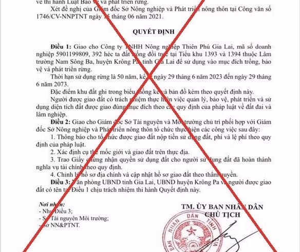 Xử sao với doanh nghiệp giả mạo quyết định của Chủ tịch tỉnh Gia Lai? Xu sao voi doanh nghiep gia mao quyet dinh cua Chu tich tinh Gia Lai?