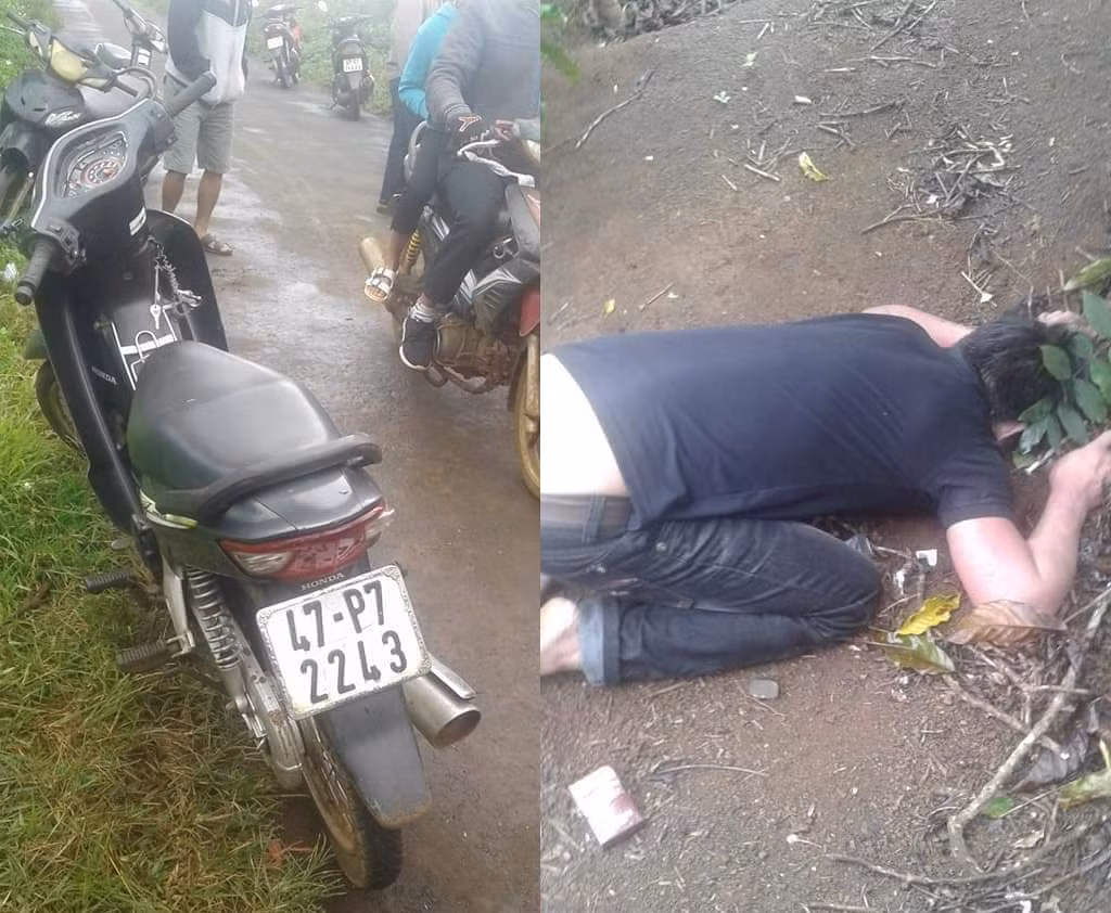 Ta hoa thanh nien tu vong trong tu the cam dau xuong dat