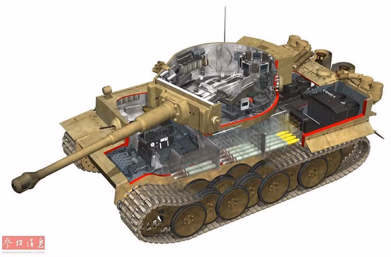 Ngay cả với chiếc xe tăng hạng nặng như Tiger I kíp chiến đấu của nó cũng được người Đức tối ưu hóa chỉ còn 5 người không khác gì so với những dòng xe tăng khác của nước này trong CTTG 2. Dù vậy nó vẫn có những yếu điểm của mình như không cơ động, nặng nề và không còn phù hợp với chiến trường. Nguồn ảnh: QQ.