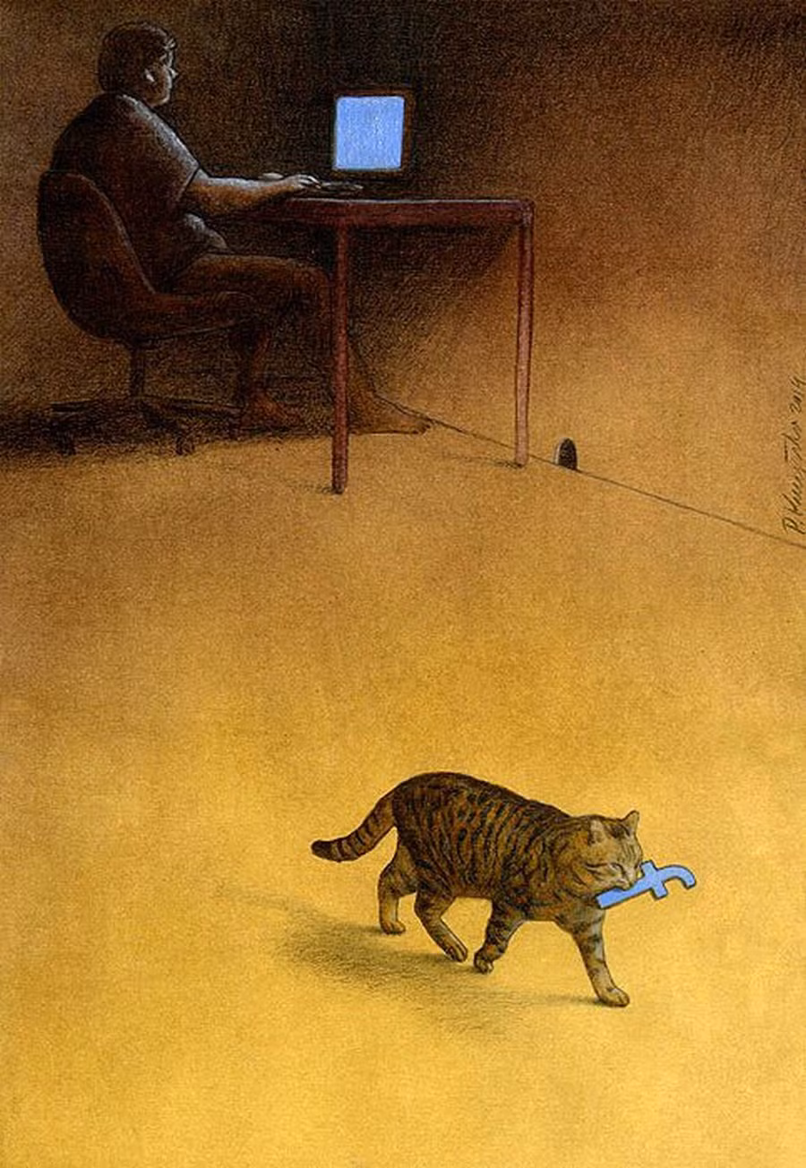 Thay vì dán mắt vào Facebook, hãy chăm sóc chú mèo của bạn. Nó không thể "ăn" Facebook để sống.