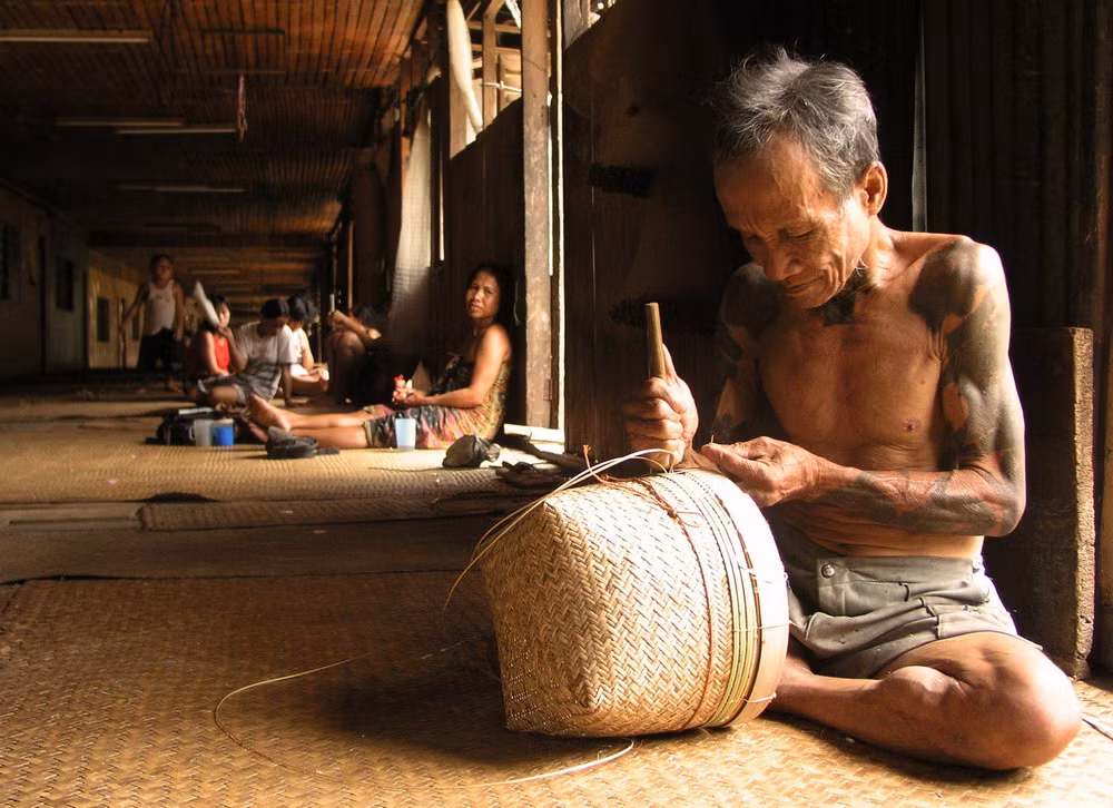 Phần lớn người Dayak sống bằng nghề làm ruộng lúa nước ven sông, làm rẫy, trồng cọ trên những ngọn đồi thấp... Họ cũng làm các nghề thủ công, nghề gốm, nghề dệt thổ cẩm, nghề đúc, săn bắt, chài lưới. Đây cũng là những nghề rất quen tuộc của cư dân Việt cổ.