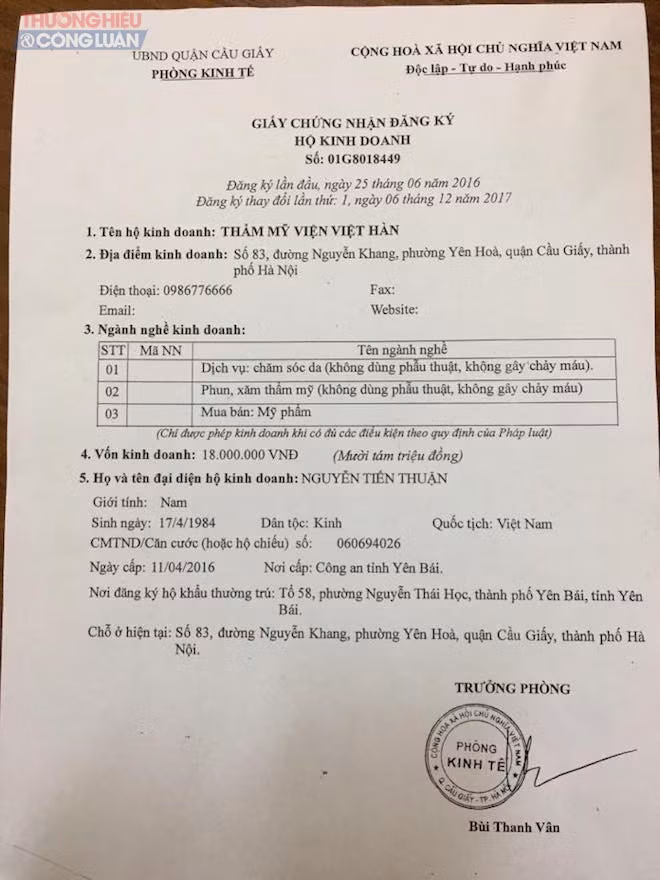 Khách hàng tử vong tại TMV Việt Hàn: Những bê bối rúng động của thẩm mỹ viện này - Hình 2 Khach hang tu vong tai TMV Viet Han: Nhung be boi rung dong cua tham my vien nay-Hinh-2