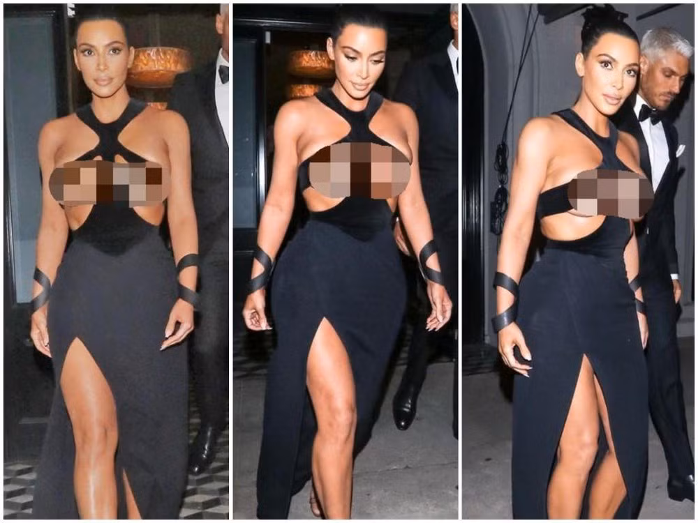 Trang phục cắt xẻ táo bạo khiến Kim Kardashian nhận về nhiều ý kiến trái chiều.