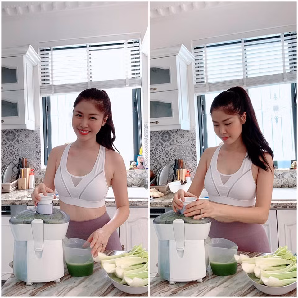 Cụ thể, Thuỷ Anh viết: “Cô gái vẫn cần mẫn với công cuộc sống xanh sống khoẻ mỗi ngày. Mỗi ngày uống một ly nước ép cần tây trước ăn sáng 30 phút sẽ giúp cơ thể: Chống lão hoá, ngăn ngừa tình trạng ung thư, giảm tình trạng viêm, sưng”.