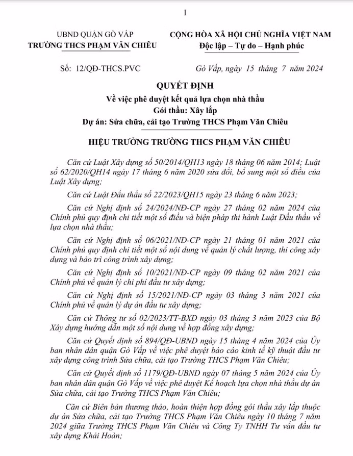 TP HCM: Cty Khải Hoàn, hơn một tuần trúng 7 gói thầu tại Gò Vấp TP HCM: Cty Khai Hoan, hon mot tuan trung 7 goi thau tai Go Vap