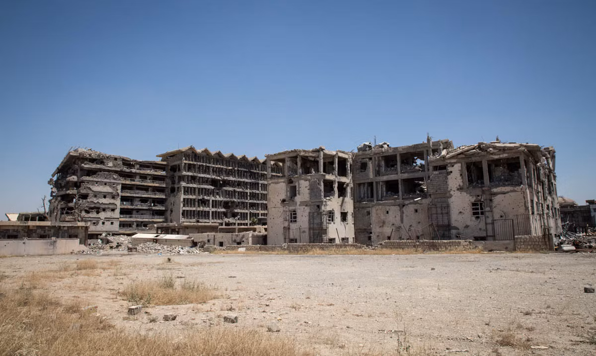 Phần còn lại của bệnh viện trung ương Mosul, đây là một trong những nơi diễn ra các cuộc giao tranh ác liệt nhất giữa Quân đội Iraq và các tay súng IS trong chiến dịch giải phóng Mosul trong năm 2017. Ảnh: aljazeera.