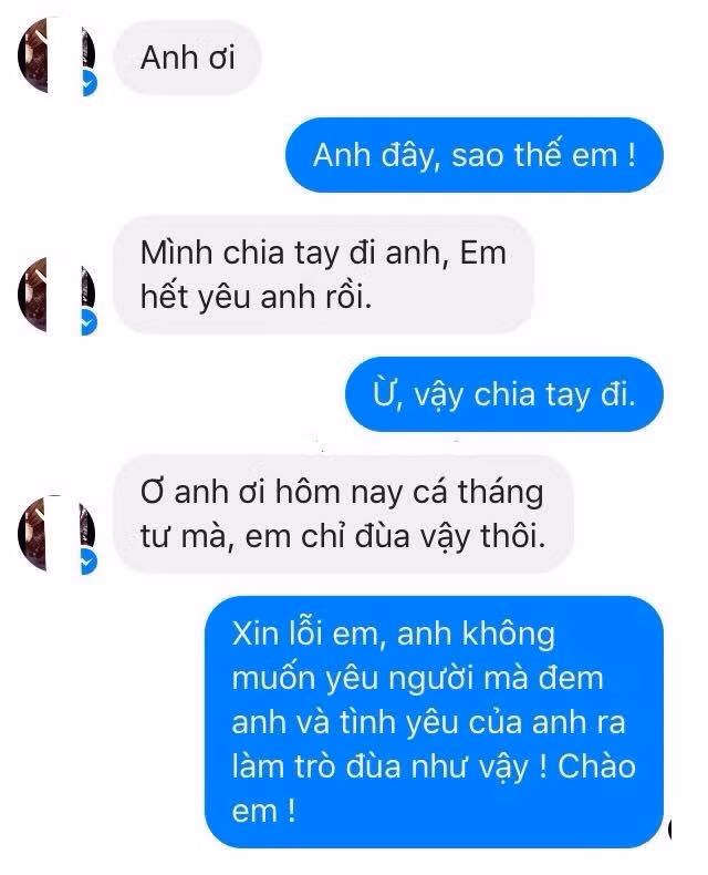 Ngày nói dối là cơ hội để các bạn trẻ tạo tiếng cười cho bạn bè, người mình yêu thương mà không lo sợ bị đối phương tức giận. Nhưng nên nhớ, trò đùa nào cũng phải có giới hạn của nó, một khi đã đi xa quá mức thì lại gây ra những hậu quả không ngờ tới!