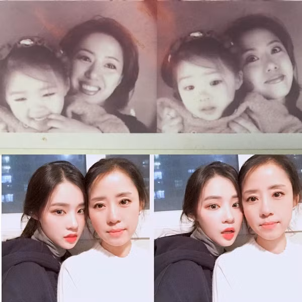 Qua bao nhiêu năm, hai mẹ con vẫn xinh đẹp và gần gũi, thân thiết như hai người bạn.