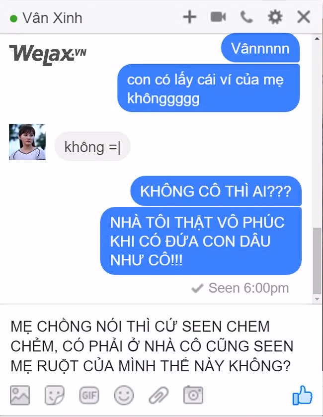 Lần sau mẹ chồng Phương có hỏi thì con dâu đừng chỉ Xem (Seen) mà không "reply inbox" nhé!