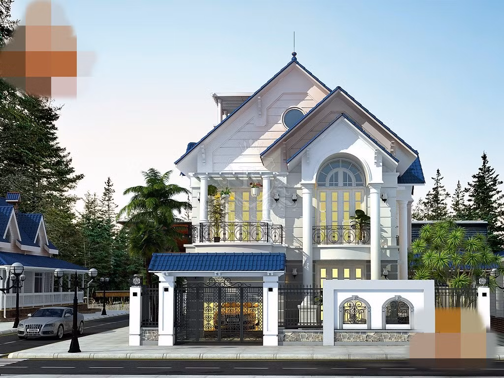 Mẫu thiết kế biệt thự 2 tầng tân cổ điển chỉ với giá 700 triệu đồng bao gồm đầy đủ phòng khách, phòng ngủ, gara để ô tô, phòng bếp, phòng ăn, phòng thờ…Ảnh: Kiensang.