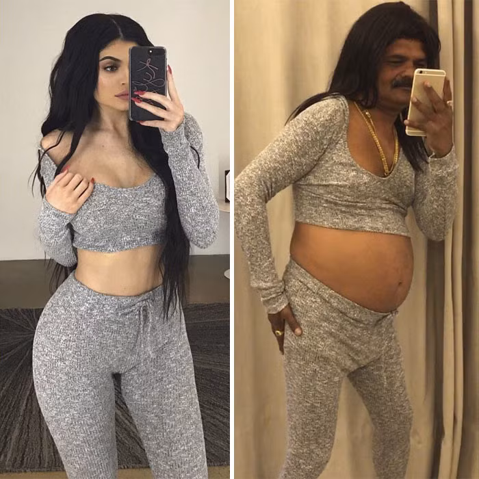 Người đàn ông này nổi tiếng với những hình ảnh, clip hài hước trên Instagram. Thử hỏi ai mà không bật cười trước phiên bản bụng phệ của hot girl số 1 Kylie Jenner?