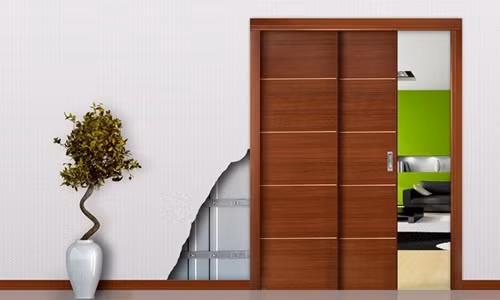 Cửa gỗ trượt là lựa chọn hoàn hảo cho căn nhà hiện đại. Ảnh: Like Furniture.