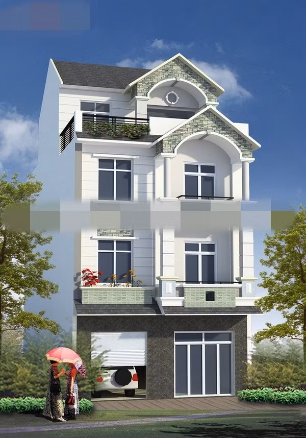Nhà 3 tầng mái thái nổi bật với vẻ đẹp khỏe khoắn, vuông vức và vững chãi. Ảnh: Kientrucnhaviet.