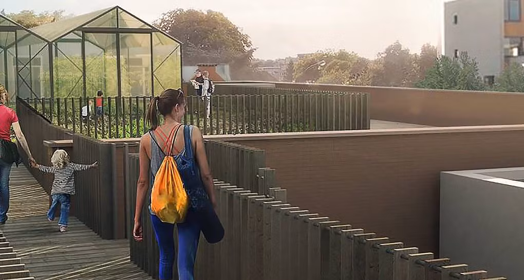 Không sử dụng thuốc trừ sâu, siêu thị đảm bảo nguồn rau sạch cho khách hàng. Ảnh: Inhabitat.