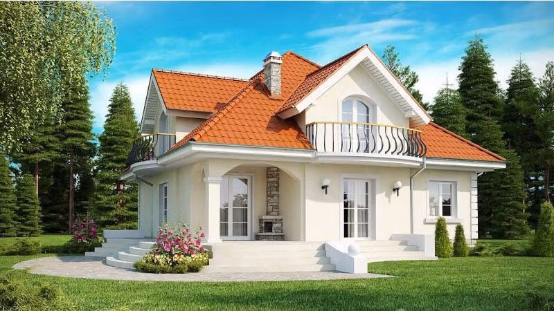 Thiết kế nhà 1 tầng có gác lửng mái ngói đỏ tươi. Ảnh: Xhouse.