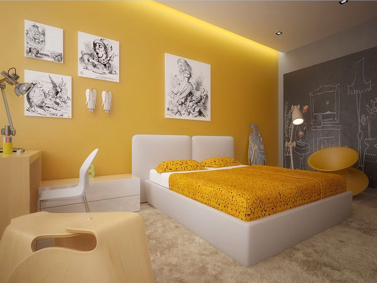 Sắc thái vui tươi của màu vàng sẽ mang đến không gian nhà một chút sống động.