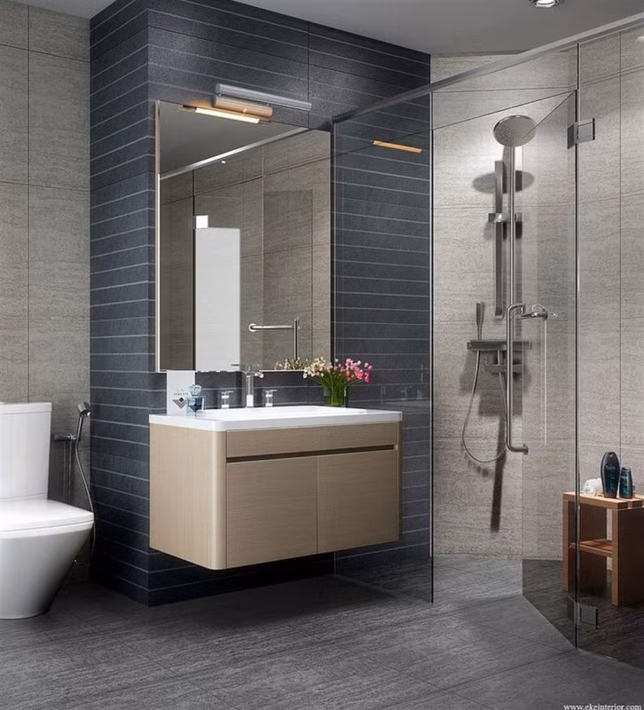 Với phòng nhỏ hẹp, chủ nhân nên chọn phòng vách kính, sát tường. Ảnh: Sejongfaucet.