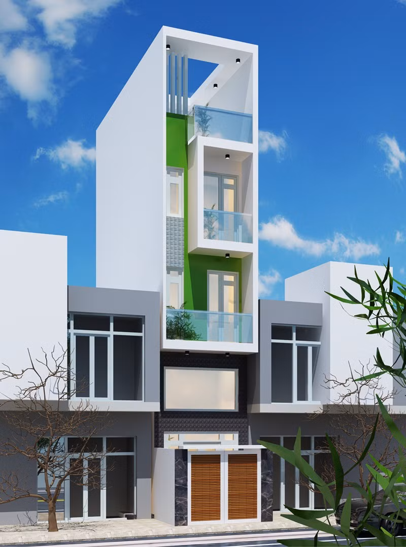Nhà phố thiết kế nhiều cửa sổ kính cường lực trong suốt có kích thước lớn giúp giải quyết vấn đề về ánh sáng tự nhiên. Ảnh: Arcviet.