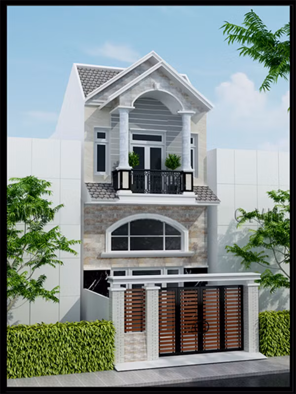 Nhà ống 2 tầng mái thái từng là xu hướng hot nhất một năm qua. Ảnh: Thanglongarc.