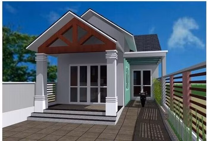 Nhà cấp 4 chữ hình chữ L kiểu dáng nhà vườn nông thôn đơn giản, đẹp mắt. Ảnh: Kientaoviet.
