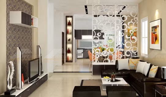 Vách ngăn CNC có giá trị thẩm mỹ cao, tinh tế với hoa văn trang trí. Ảnh: Kienanvinh.