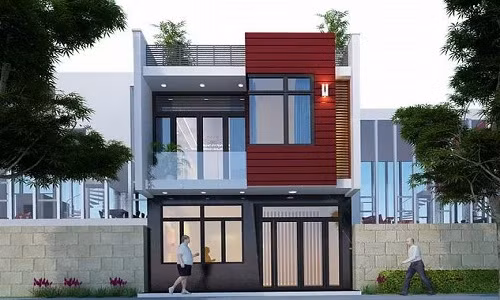 Nhà 2 tầng diện tích 6x10m thiết kế dựa trên hình khối đơn giản, kiến trúc mang hình khối hình hộp chữ nhật tương tự mẫu nhà kiểu Hàn Quốc. Ảnh: Thietkenhadepmoi.