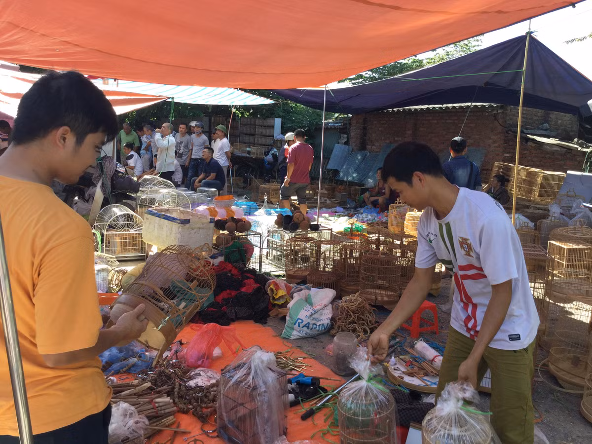 Chợ phiên Đền Lừ hình thành từ phiên Mơ, một trong những chợ phiên có từ lâu đời của người Hà Nội. Ảnh: Anninhthudo.