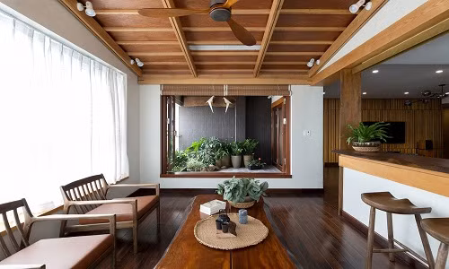 Căn hộ 150m2 nằm trên tầng 26 của một tòa nhà trong dự án mở rộng phía Tây Nam Hà Nội.