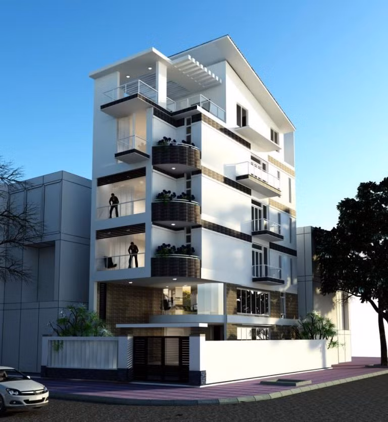 Nhà ống 5 tầng bố trí thêm khoảng không gian xanh ngoài mặt tiền vừa tạo điểm nhấn, vừa giải quyết được sự thoáng mát. Ảnh: Xaynhasaigon.