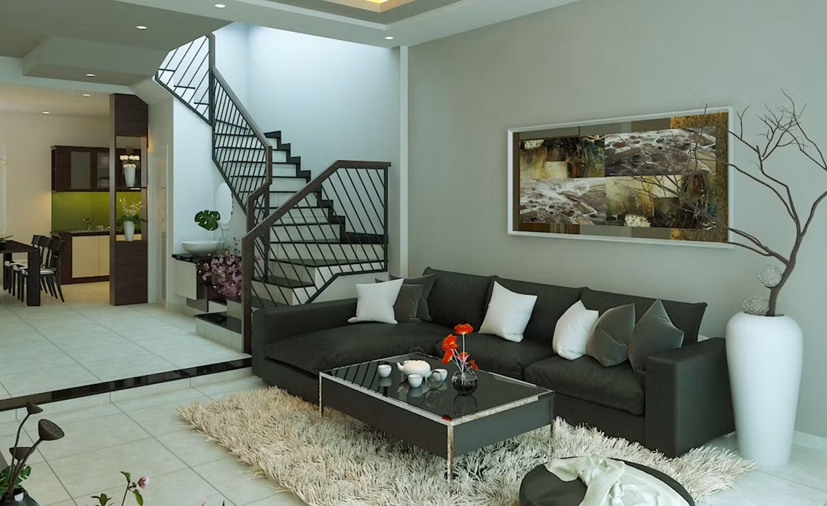 Phòng bếp nối liền phòng khách giúp diện tích căn phòng trở nên rộng và thoáng đãng hơn.