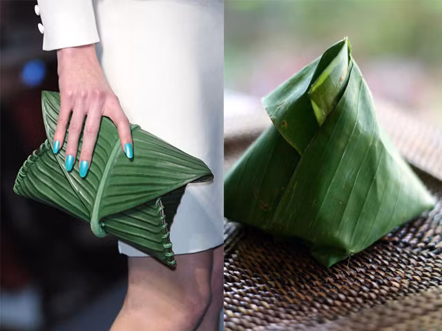 Không thể phủ nhận túi Hermes 4.000 USD (tương đương gần 91 triệu đồng) này như một biến tấu từ lá chuối xanh. Ảnh: Hoahoctro.