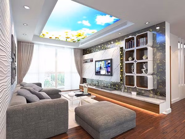 Trần nhà 3D tạo không gian nội thất vô cùng khác lạ và độc đáo. Ảnh: Canhohungthinhnew.