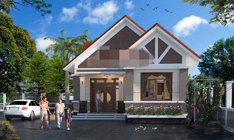 Nhà 1 tầng mái thái sử dụng kiến trúc hiện đại, các chi tiết gờ, phào chỉ trang trí nhẹ nhàng. Ảnh: Angcovat.
