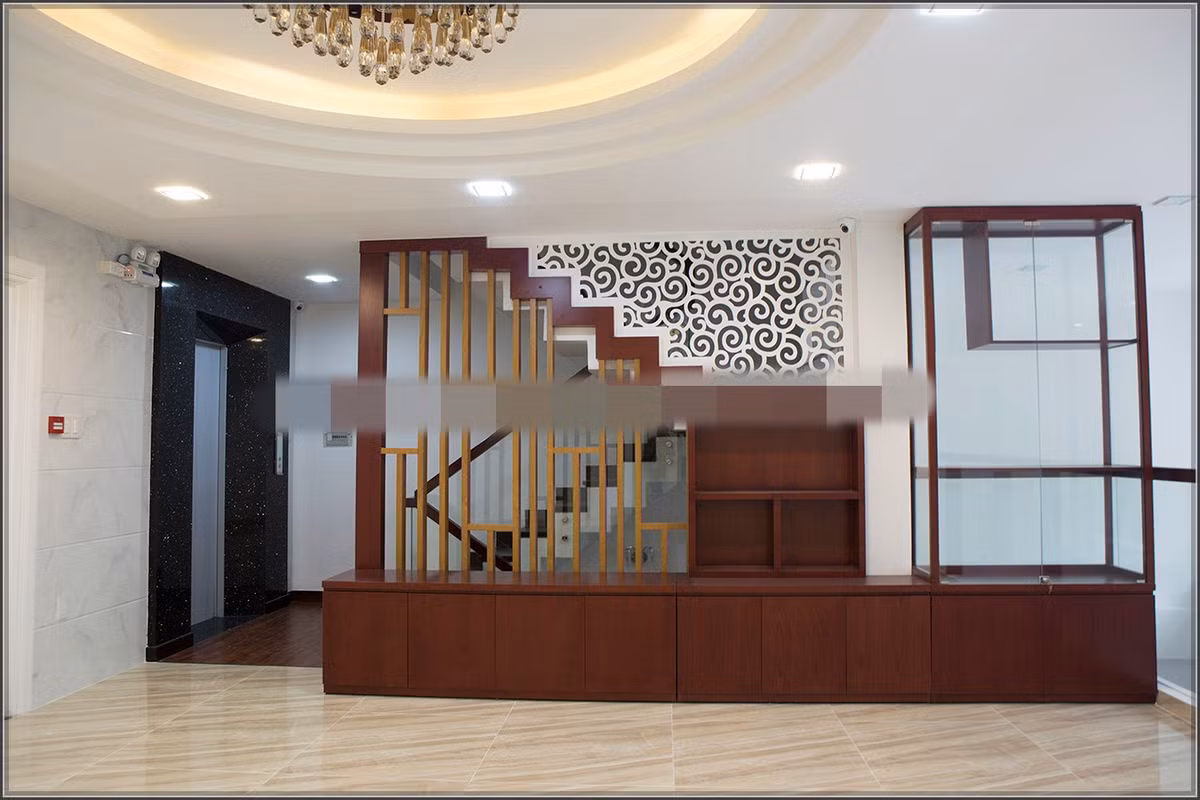 Khu vực tiếp khách bố trí trên tẩng lửng.
