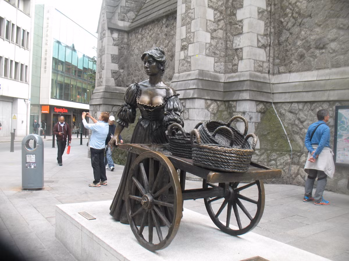 Được làm từ đồng, bức tượng đồng Molly Malone mô phỏng nữ anh hùng dân gian tại địa phương. Theo các giai thoại dân gian, Molly là một cô gái bán cá, đẩy xe hàng rong ruổi khắp đường phố ở Dublin.