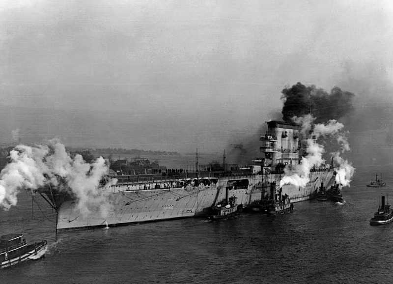 Đượcđóng mới vào năm 1916, ban đầu tàu sân bay USS Lexington vốn được đóng với thiết kế để trở thành tuần dương hạm hạng nặng. Nguồn ảnh: Flickr.