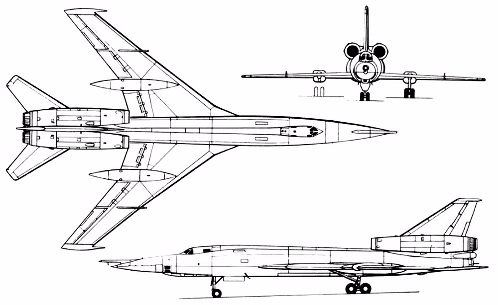 Máy bay ném bom Tu-22 Blinder có chiều dài 41,6 m; sải cánh 23,17 m; chiều cao 10,13 m; diện tích cánh 162 m2; trọng lượng chất tải 85.000 kg và trọng lượng cất cánh tối đa là 92.000 kg. Ảnh Airlines.net