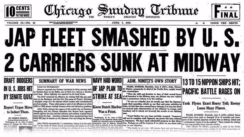 Sáu tháng sau khi quân Nhật Bản tấn công Trân Chân Cảng, ngày 7/6/1942, tờ Chicago Sunday Tribune đăng tải bài viết gây xôn xao dư luận về những thông tin mật của trận Midway giữa Mỹ với Nhật Bản.