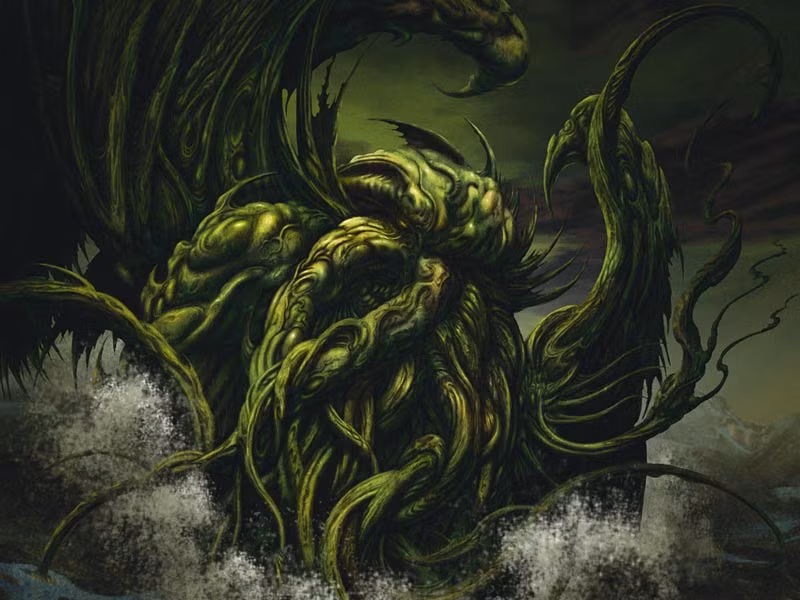 Trong tác phẩm này, Lovecraft mô tả thủy quái Cthulhu là con vật có kích thước khổng lồ.