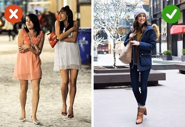 Không ít người có thói quen thích ăn mặc mỏng manh, diện váy mỏng tang vào thời tiết se lạnh. Tuy nhiên điều đó không giúp bạn đẹp lên chút nào mà dễ bị rét run cầm cập. Do đó, hãy để ý một chút tới thời tiết, tình trạng sức khỏe và học diện đồ sao cho phù hợp nhất. Bạn có thể chia quần áo ấm và đồ mỏng sang hai ngăn khác nhau để tìm đỗ dễ dàng. 