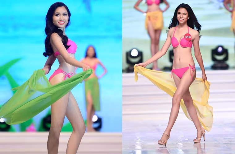Diện những bộ bikini nóng bỏng, người đẹp Hoa hậu Hoàn vũ Việt Nam 2015 tự tin khoe vóc dáng bốc lửa trên sân khấu.