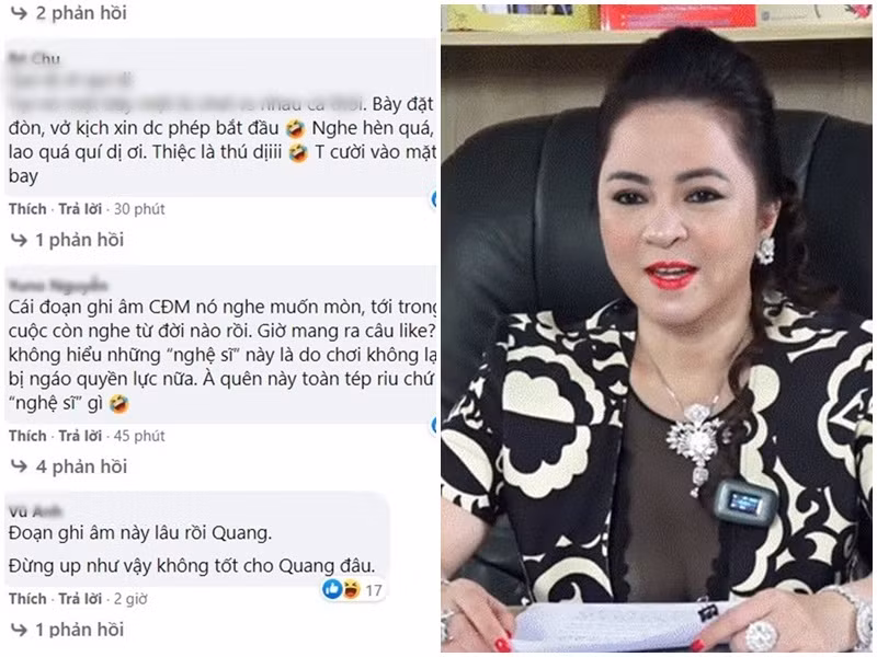 Thực tế, đoạn ghi âm từng được tung ra trên mạng xã hội. Bà Phương Hằng thậm chí đã đáp trả rằng đó là hành động “chơi bẩn” của ông Yên. Nhanh chóng chia sẻ của Liêng Kiếng Quang gây tranh cãi. Một số cư dân mạng đặt nghi vấn nam ca sĩ muốn PR tên tuổi. Ảnh: Người đưa tin