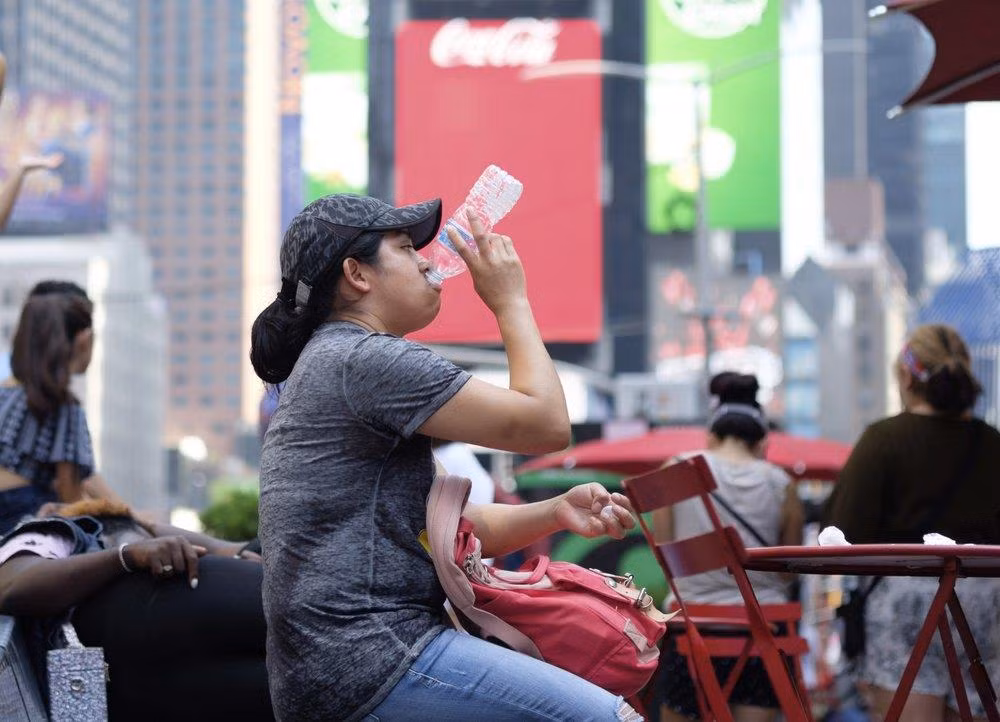 Hôm 19/7, động vật tại một sở thú ở Illinois được bố trí đá và phun nước vào người khi nền nhiệt vùng Trung Tây Mỹ chạm mức gần 38 độ C.