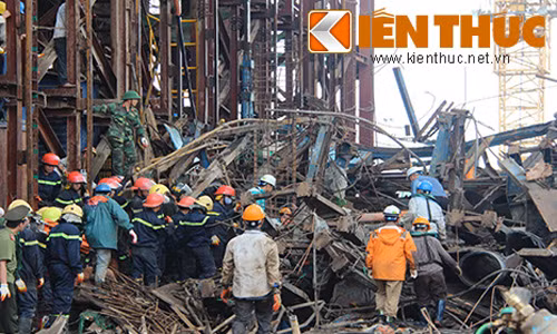 Khu vực hiện trường vụ sập giàn giáo ở dự án Formosa, Hà Tĩnh.