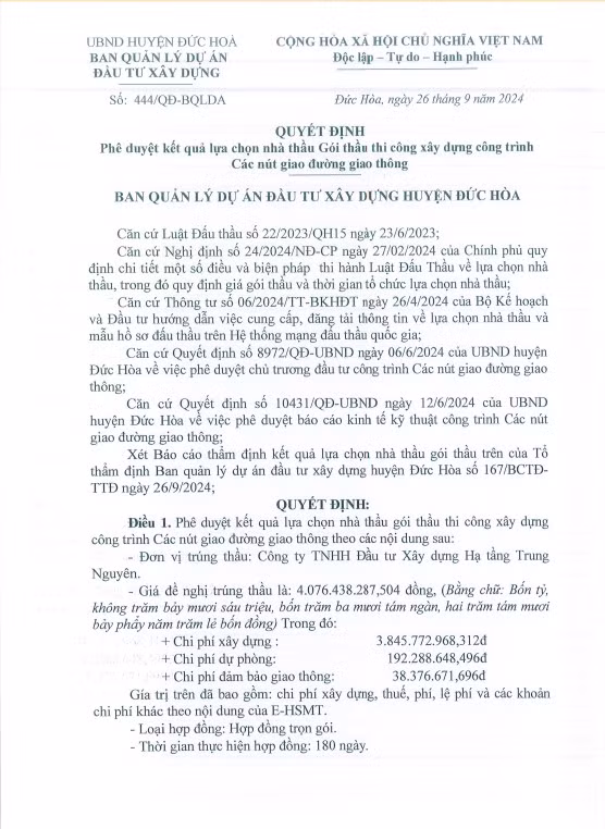 Long An: Gói thi công các nút giao đường giao thông tại Đức Hòa đã có chủ Long An: Goi thi cong cac nut giao duong giao thong tai Duc Hoa da co chu
